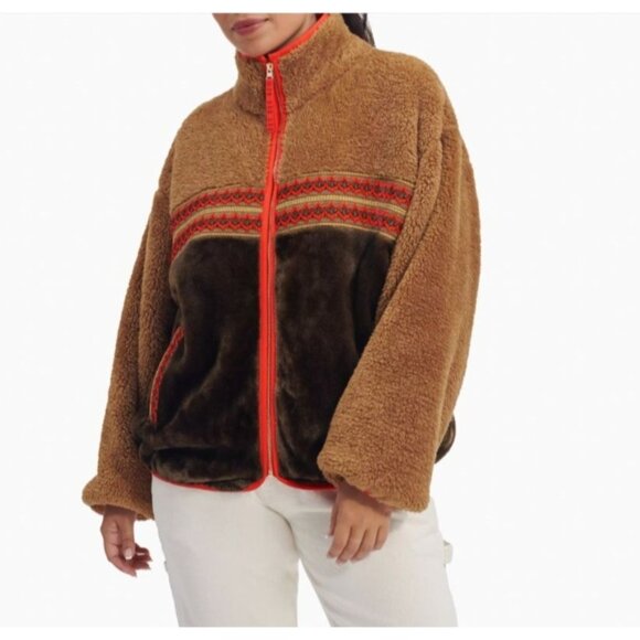 UGG Marlene Sherpa Jacket Heritage Braid Size Medium - Picture 1 of 10